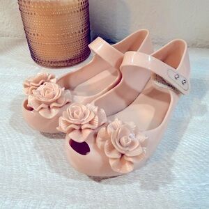 Mini Melissa Mary Jane Jelly Flats- 3D Rose Flower